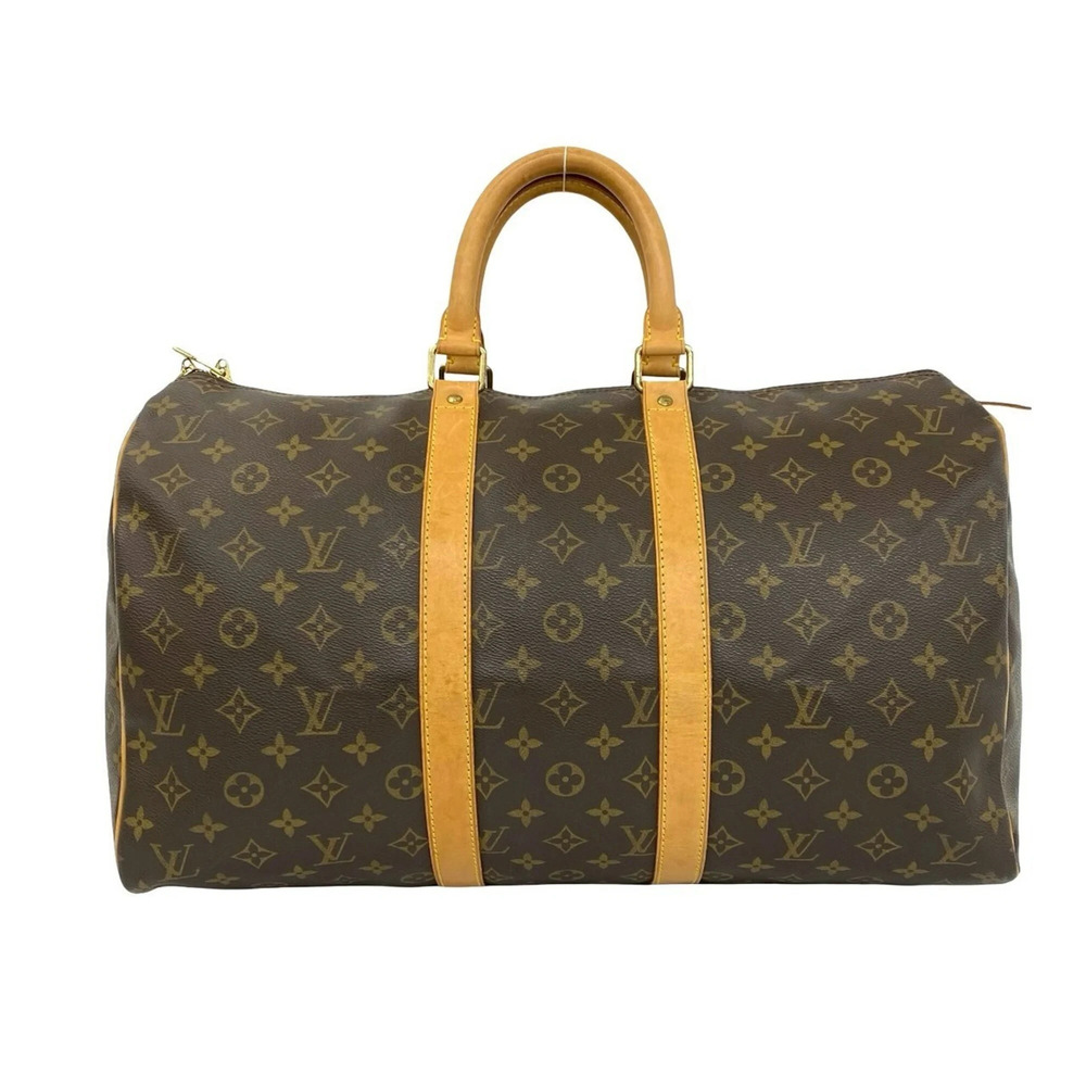 LOUIS VUITTON Vintage Brown Monogram Leather Keepall 45 Boston Bag - Picture 1 of 9